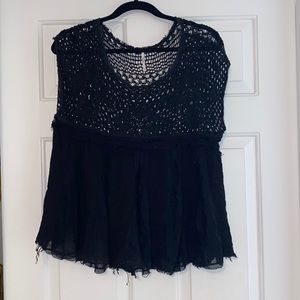 Free People raw hem lace top